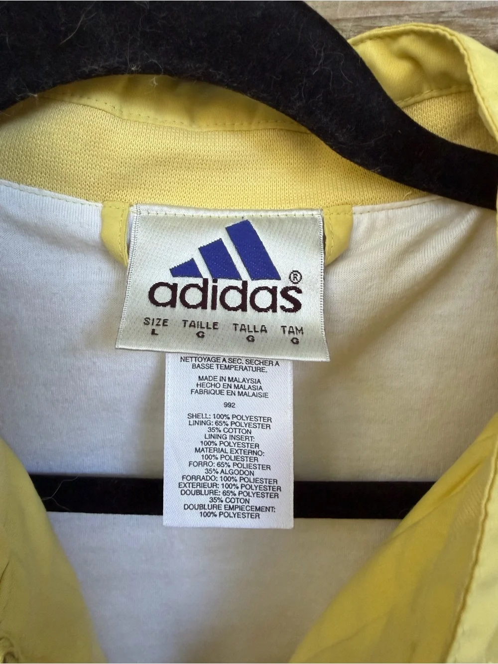 Adidas Vintage Lightweight Yellow Windbreaker Track Jacket Size L